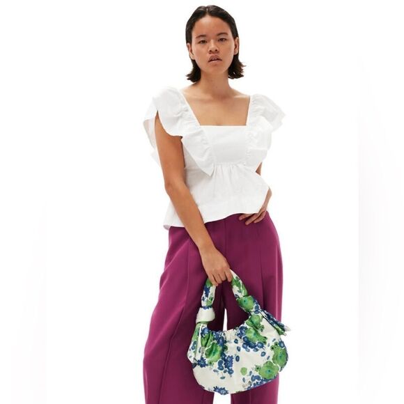 Ganni Ruffle Cotton Poplin Blouse NWT  size 6/38 $ 195.00 - Picture 3 of 11